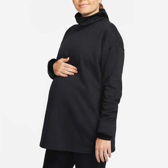 Nike Maternity Reversible Sweatshirt Pullover Top Funnel Neck Nursing Black NEW - Picture 7 of 10
